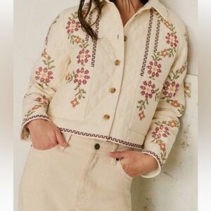 NWT Christian Lacroix Floral Embroidered Quilted Cropped 
Jacket Size 6